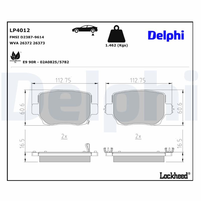 DELPHI Sada brzdových platničiek kotúčovej brzdy LP4012 1