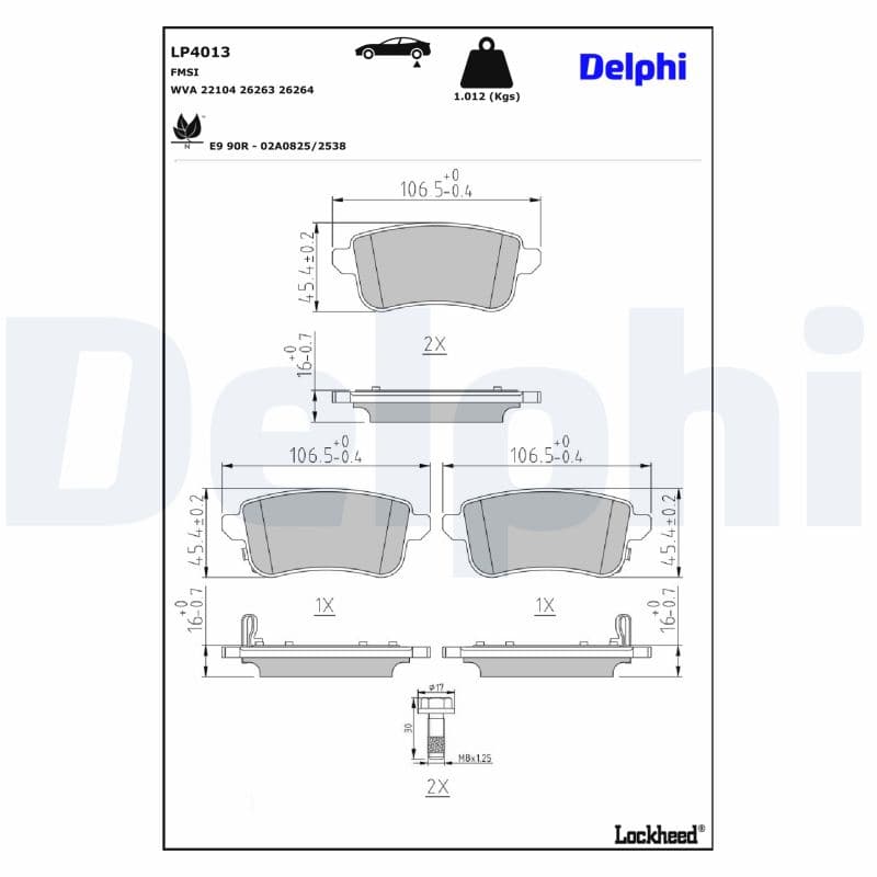 DELPHI Sada brzdových platničiek kotúčovej brzdy LP4013 1