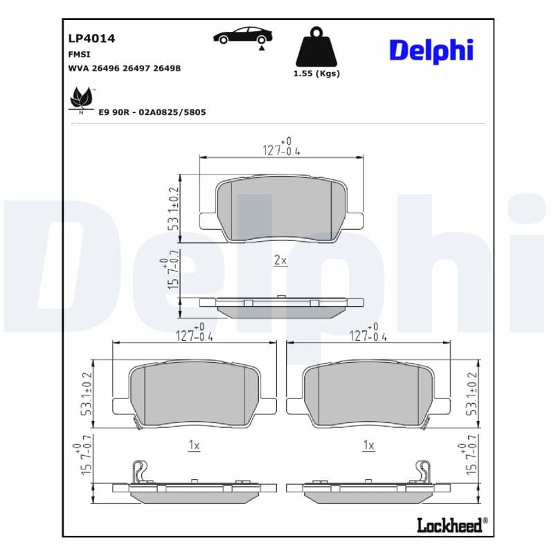 DELPHI Sada brzdových platničiek kotúčovej brzdy LP4014 1