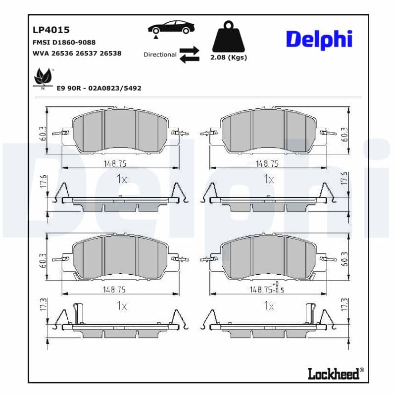 DELPHI Sada brzdových platničiek kotúčovej brzdy LP4015 1