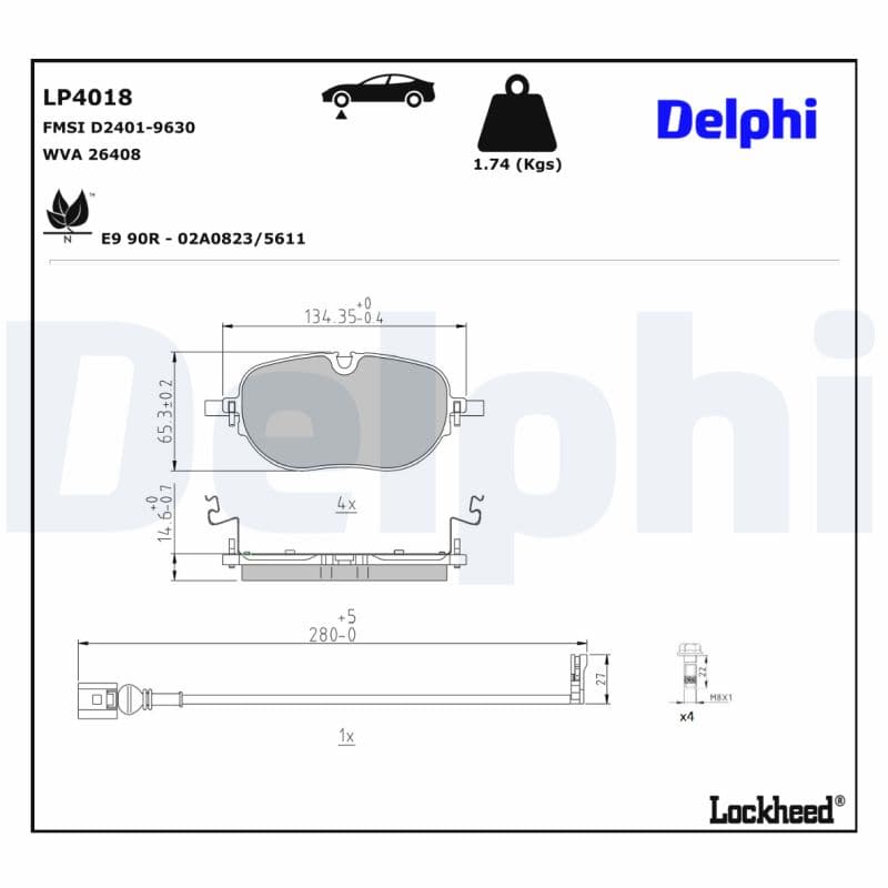 DELPHI Sada brzdových platničiek kotúčovej brzdy LP4018 1