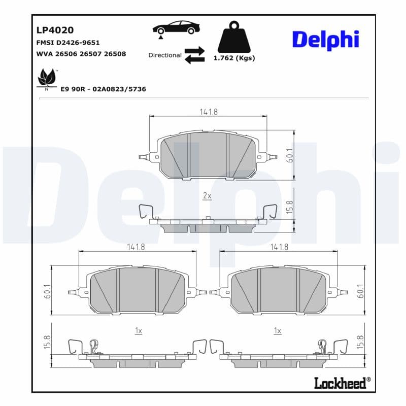 DELPHI Sada brzdových platničiek kotúčovej brzdy LP4020 1