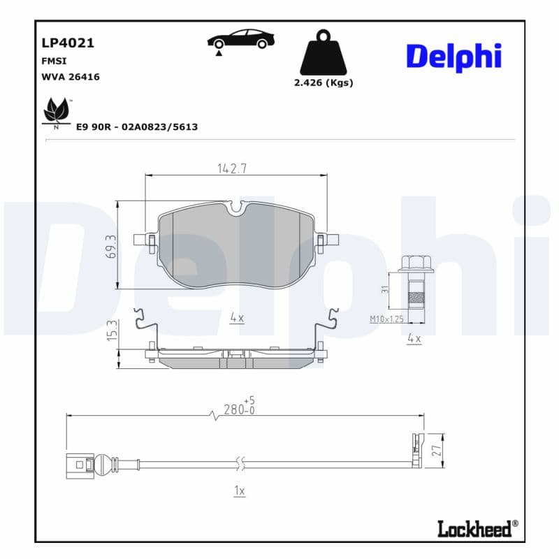 DELPHI Sada brzdových platničiek kotúčovej brzdy LP4021 1