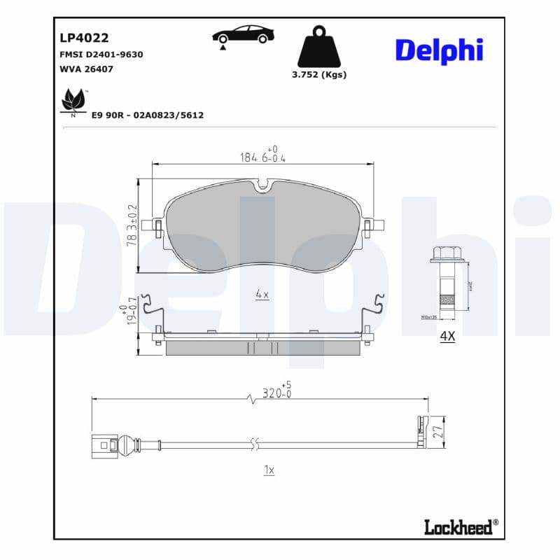 DELPHI Sada brzdových platničiek kotúčovej brzdy LP4022 1