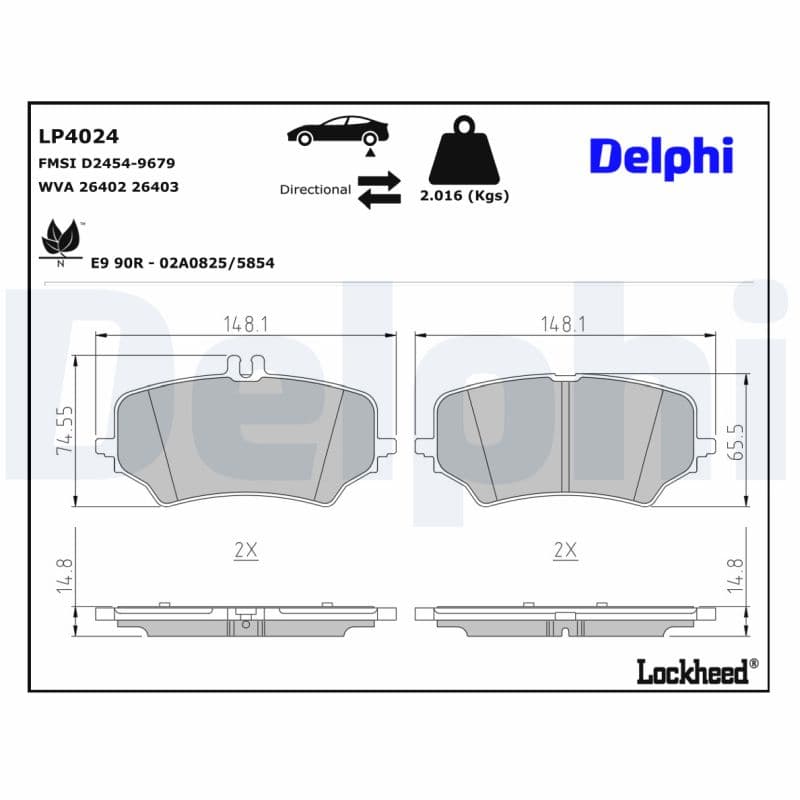 DELPHI Sada brzdových platničiek kotúčovej brzdy LP4024 1