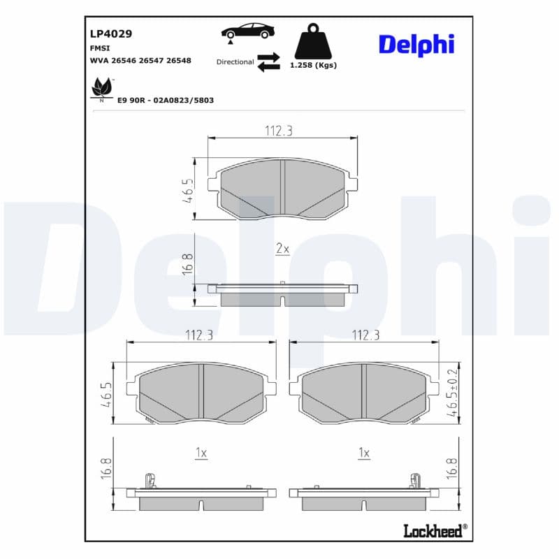 DELPHI Sada brzdových platničiek kotúčovej brzdy LP4029 1