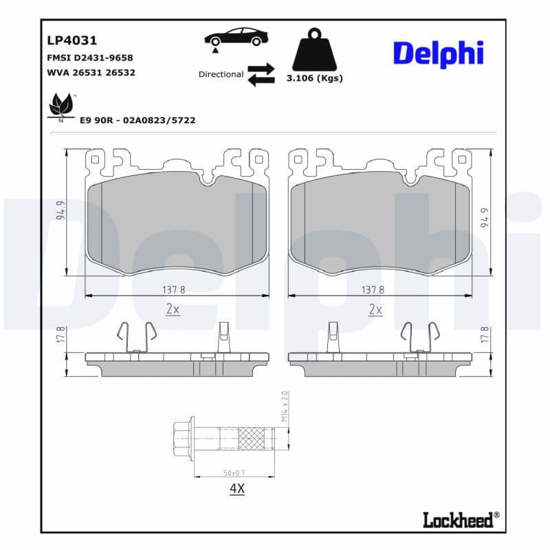 DELPHI Sada brzdových platničiek kotúčovej brzdy LP4031 1