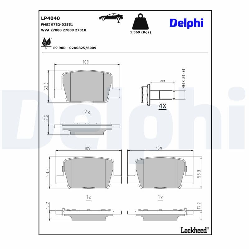 DELPHI Sada brzdových platničiek kotúčovej brzdy LP4040 1