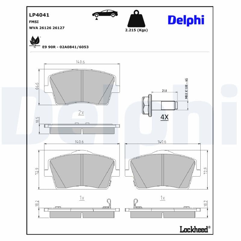 DELPHI Sada brzdových platničiek kotúčovej brzdy LP4041 1