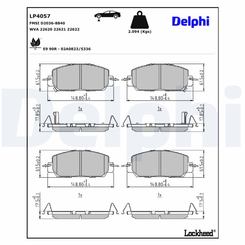 DELPHI Sada brzdových platničiek kotúčovej brzdy LP4057 1