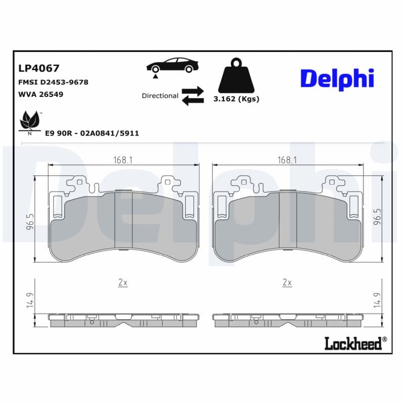 DELPHI Sada brzdových platničiek kotúčovej brzdy LP4067 1
