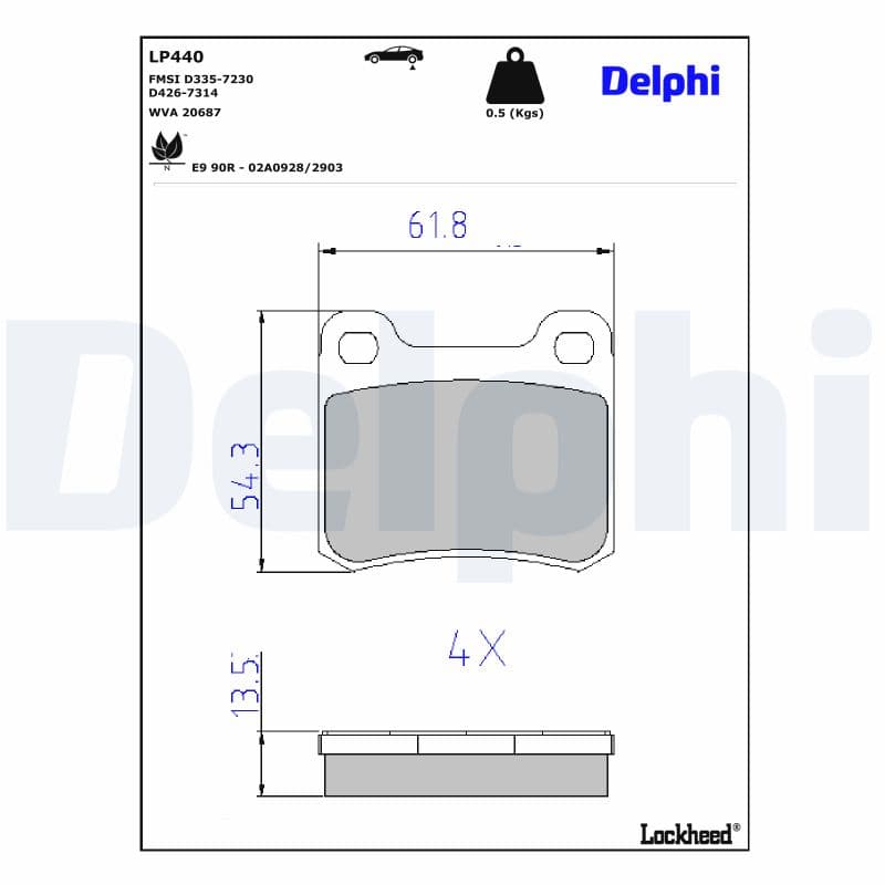 DELPHI Sada brzdových platničiek kotúčovej brzdy LP440 1