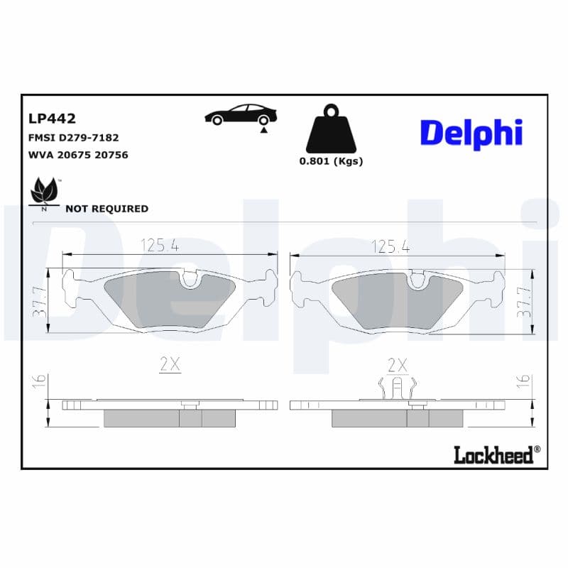 DELPHI Sada brzdových platničiek kotúčovej brzdy LP442 1