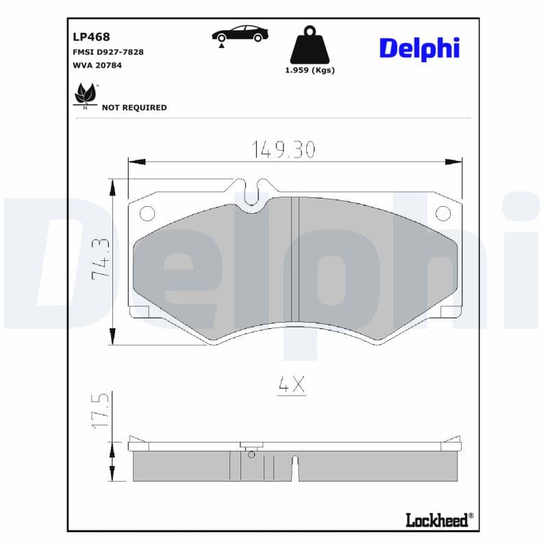 DELPHI Sada brzdových platničiek kotúčovej brzdy LP468 1
