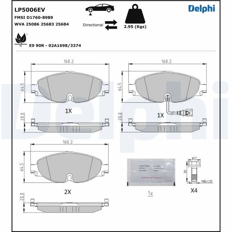 DELPHI Sada brzdových platničiek kotúčovej brzdy LP5006EV 1