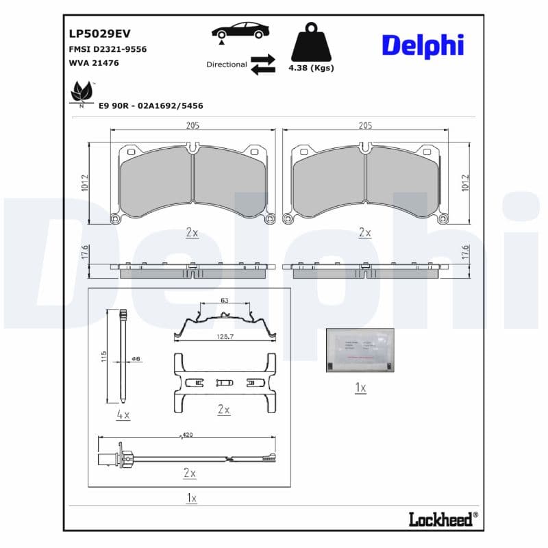 DELPHI Sada brzdových platničiek kotúčovej brzdy LP5029EV 1