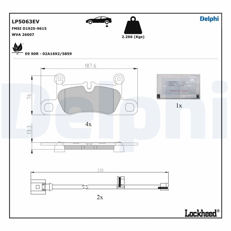 DELPHI Sada brzdových platničiek kotúčovej brzdy LP5063EV 1