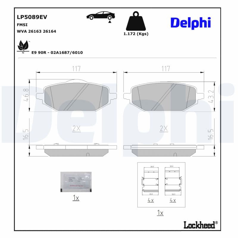 DELPHI Sada brzdových platničiek kotúčovej brzdy LP5089EV 1