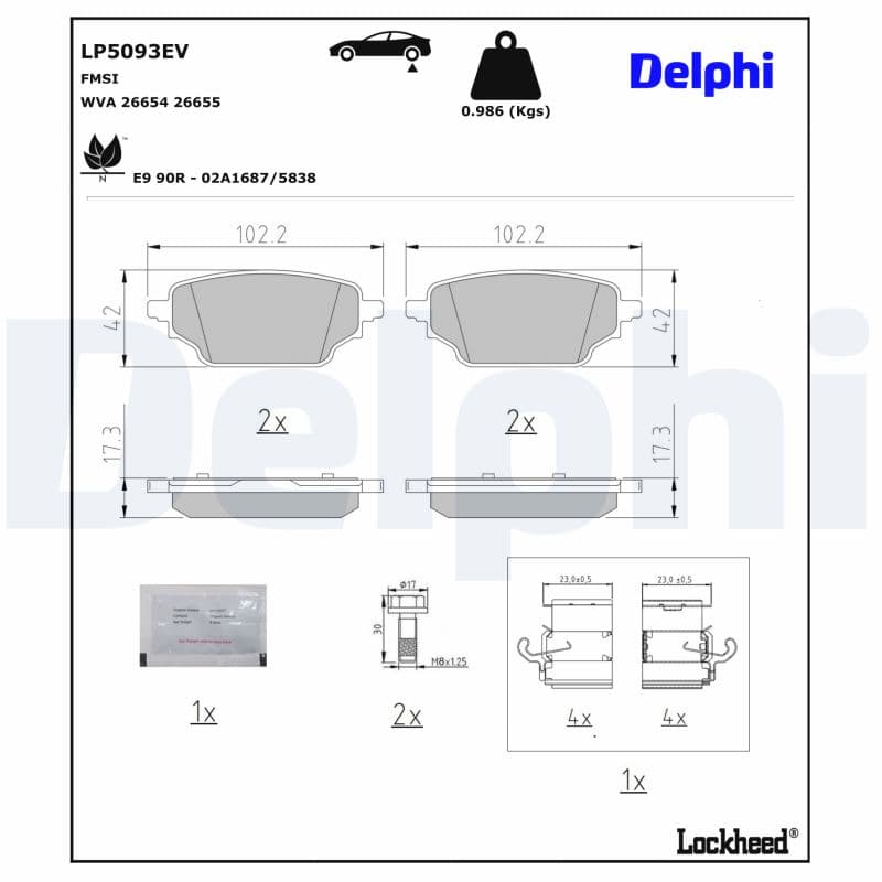DELPHI Sada brzdových platničiek kotúčovej brzdy LP5093EV 1