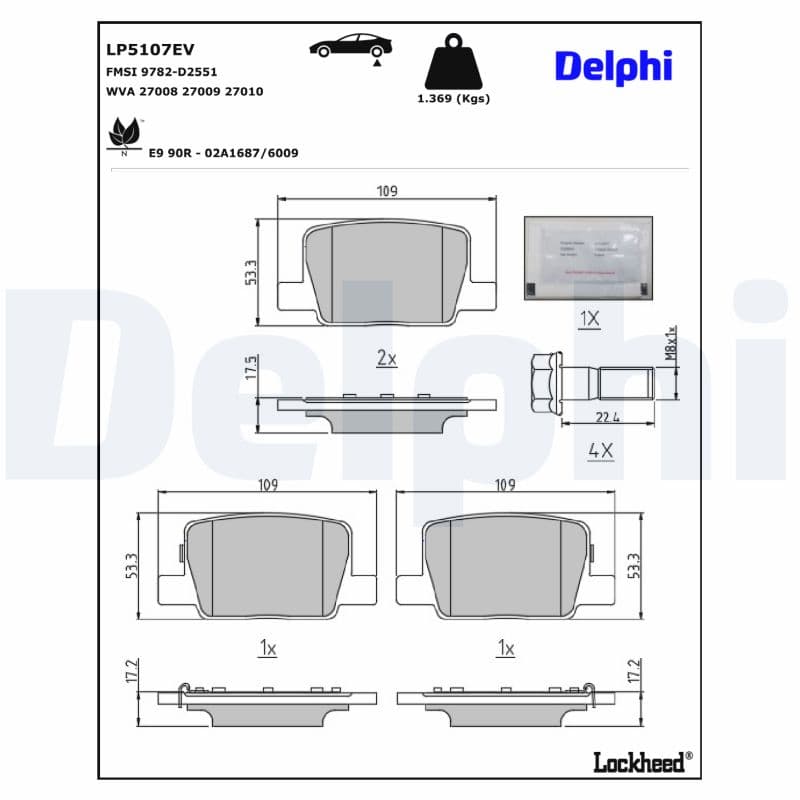 DELPHI Sada brzdových platničiek kotúčovej brzdy LP5107EV 1