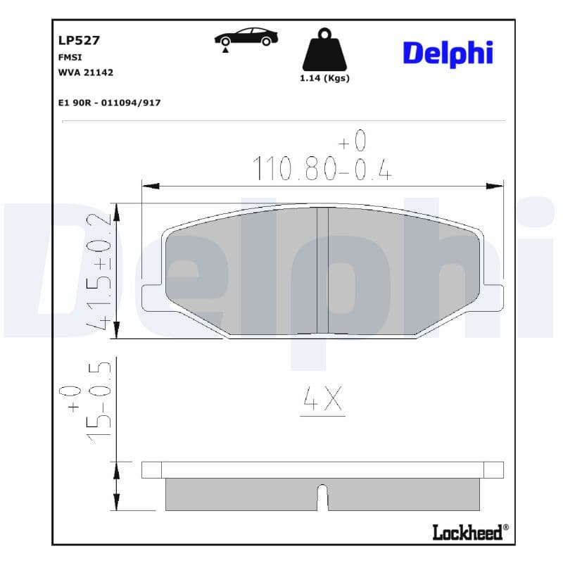 DELPHI Sada brzdových platničiek kotúčovej brzdy LP527 1