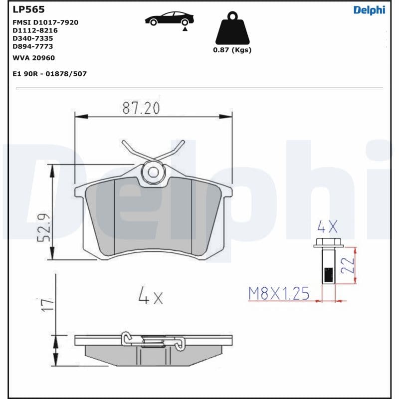 DELPHI Sada brzdových platničiek kotúčovej brzdy LP565 1