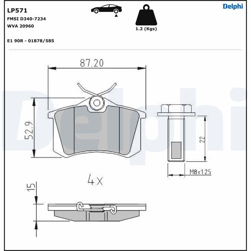 DELPHI Sada brzdových platničiek kotúčovej brzdy LP571 1