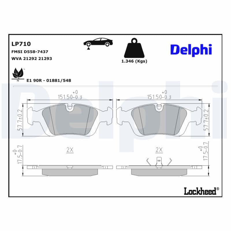 DELPHI Sada brzdových platničiek kotúčovej brzdy LP710 1