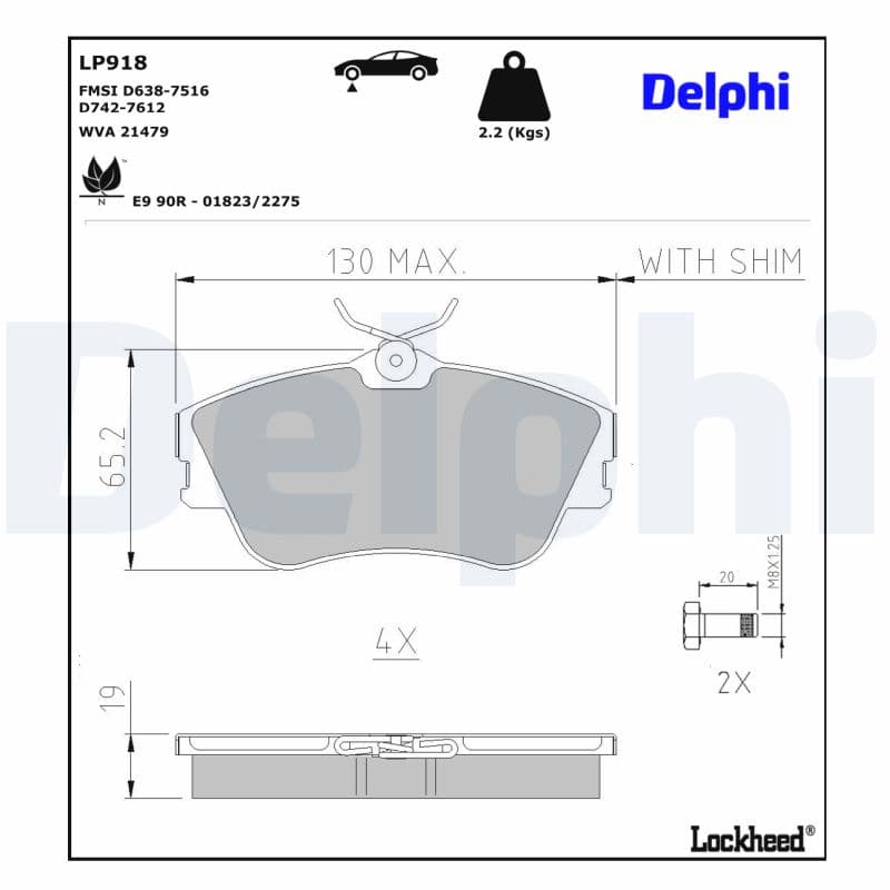 DELPHI Sada brzdových platničiek kotúčovej brzdy LP918 1