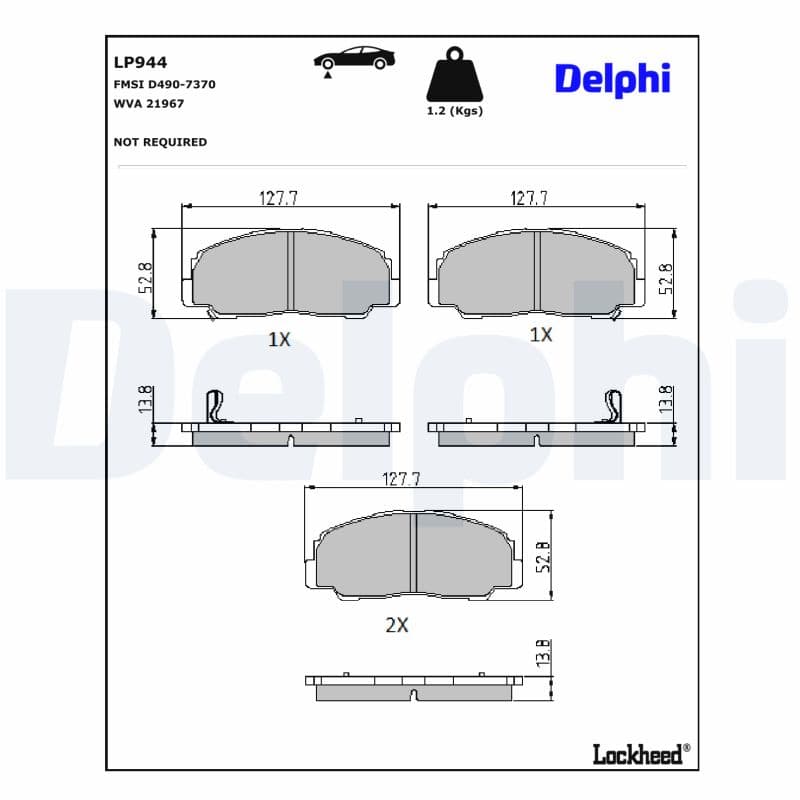 DELPHI Sada brzdových platničiek kotúčovej brzdy LP944 1
