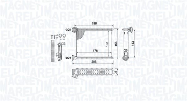 MAGNETI MARELLI Výmenník tepla vnútorného kúrenia 350218459000 1