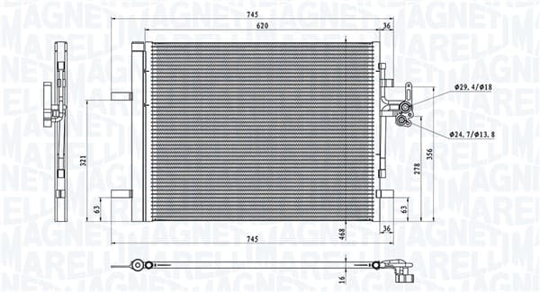 MAGNETI MARELLI Kondenzátor klimatizácie 350203873000 1
