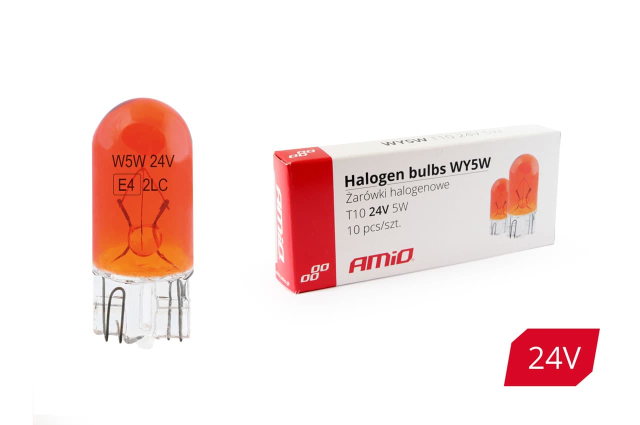 Halogénové žiarovky WY5W T10 5W W2.1x9.5d AMBER 24V 10ks