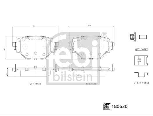 FEBI BILSTEIN Sada brzdových platničiek kotúčovej brzdy 180630 1