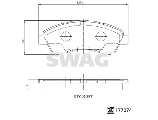 SWAG Sada brzdových platničiek kotúčovej brzdy 33 10 7496 1