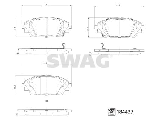SWAG Sada brzdových platničiek kotúčovej brzdy 33 10 9371 1