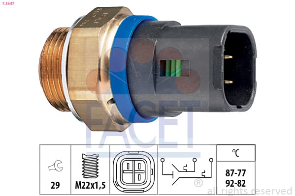 FACET Teplotný spínač ventilátora chladenia 75647 1