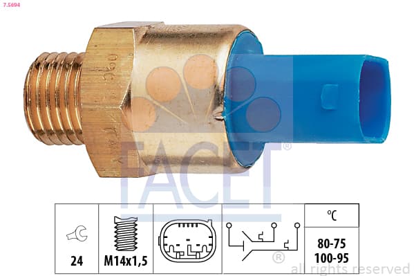 FACET Teplotný spínač ventilátora chladenia 75694 1
