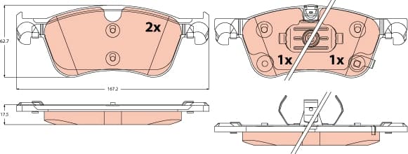 TRW Sada brzdových platničiek kotúčovej brzdy GDB2545 1