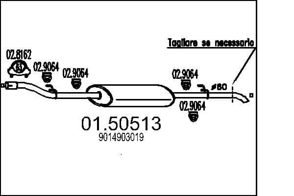 MTS Stredný tlmič výfuku 0150513 1