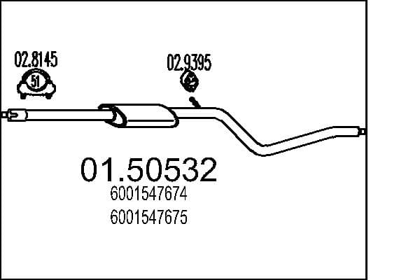 MTS Stredný tlmič výfuku 0150532 1
