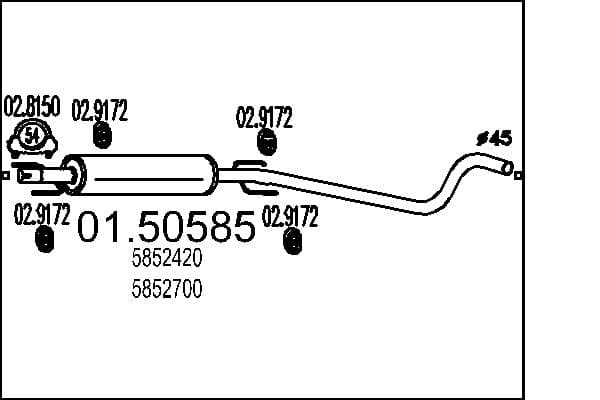 MTS Stredný tlmič výfuku 0150585 1
