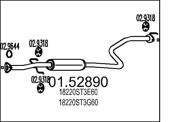 MTS Stredný tlmič výfuku 0152890 1