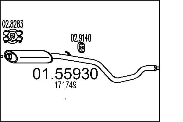 MTS Stredný tlmič výfuku 0155930 1