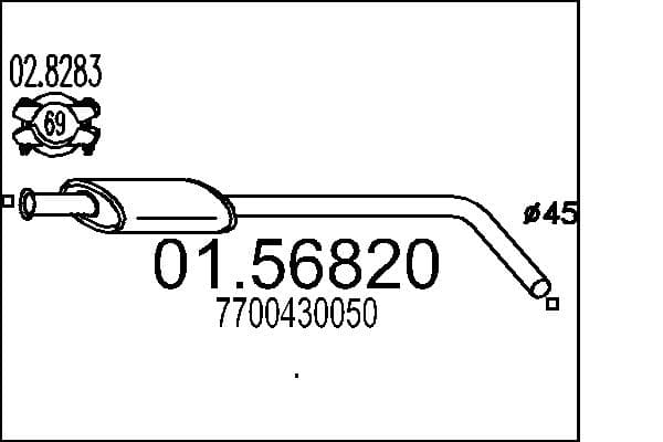 MTS Stredný tlmič výfuku 0156820 1