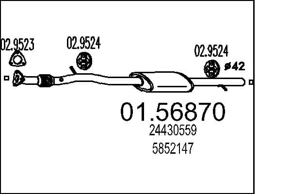 MTS Stredný tlmič výfuku 0156870 1