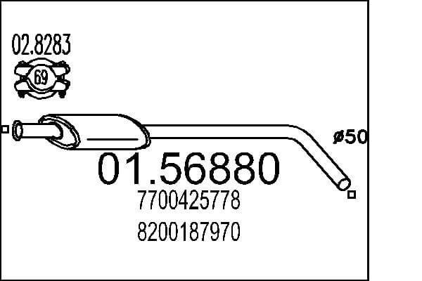 MTS Stredný tlmič výfuku 0156880 1