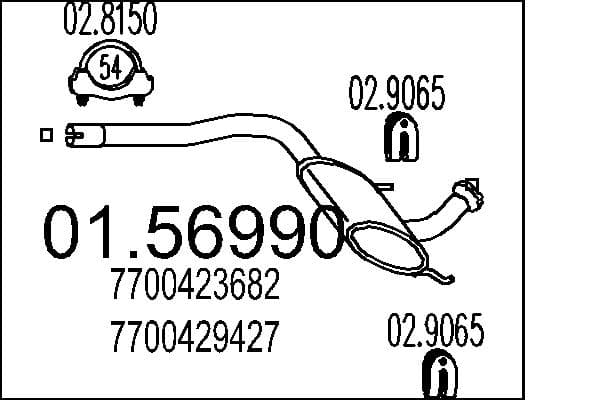 MTS Stredný tlmič výfuku 0156990 1