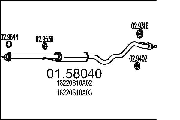 MTS Stredný tlmič výfuku 0158040 1