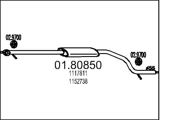 MTS Stredný tlmič výfuku 0180850 1
